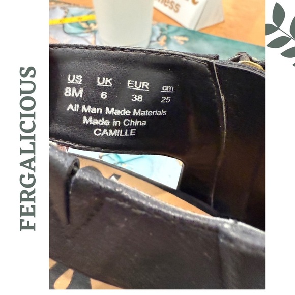 🛍️3/$40 Fergalicious by Fergie Black Camille Block Heeled Sandals Open Toe – 8M - Picture 7 of 7